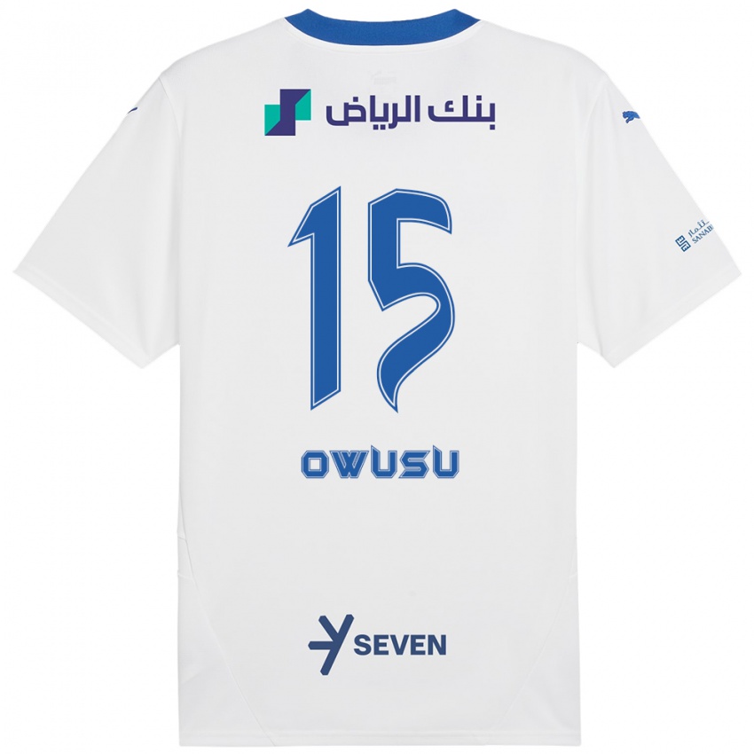 Heren Mavis Owusu #15 Wit Blauw Uitshirt Uittenue 2024/25 T-Shirt