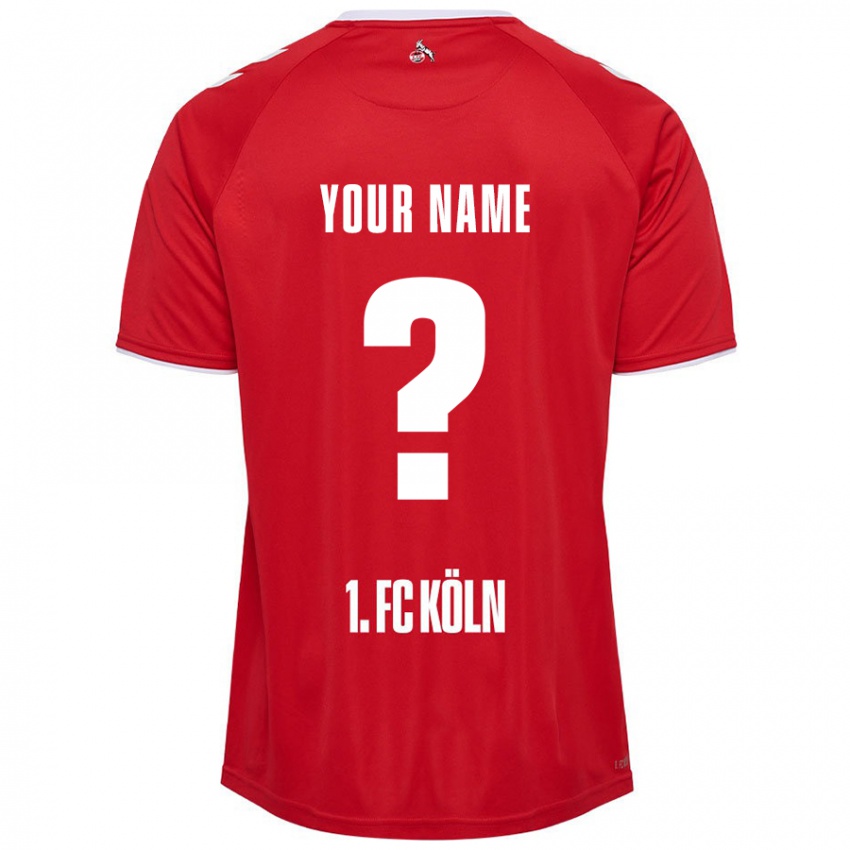 Heren Uw Naam #0 Rood Wit Uitshirt Uittenue 2024/25 T-Shirt