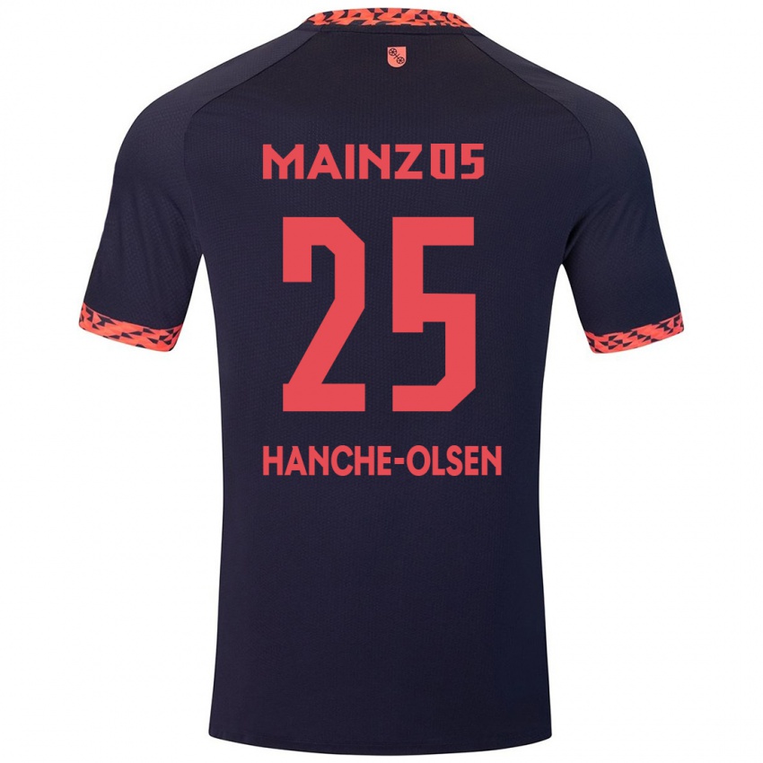 Heren Andreas Hanche-Olsen #25 Blauw Koraalrood Uitshirt Uittenue 2024/25 T-Shirt