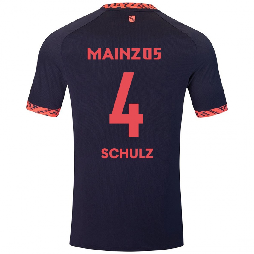 Heren Philipp Schulz #4 Blauw Koraalrood Uitshirt Uittenue 2024/25 T-Shirt