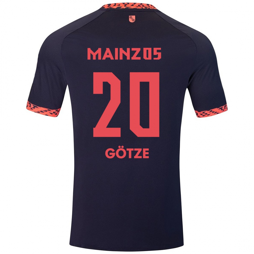 Heren Justus Götze #20 Blauw Koraalrood Uitshirt Uittenue 2024/25 T-Shirt