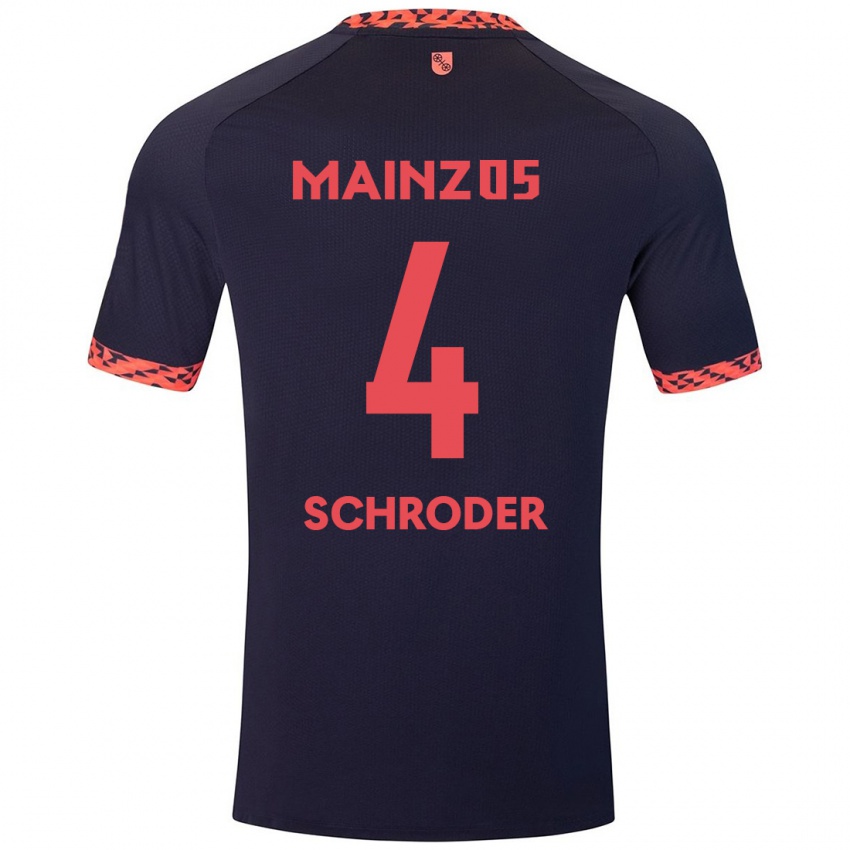 Heren Lara Schröder #4 Blauw Koraalrood Uitshirt Uittenue 2024/25 T-Shirt