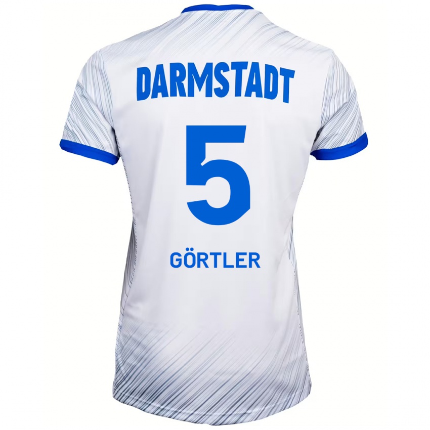 Heren Bastian Görtler #5 Wit Blauw Uitshirt Uittenue 2024/25 T-Shirt