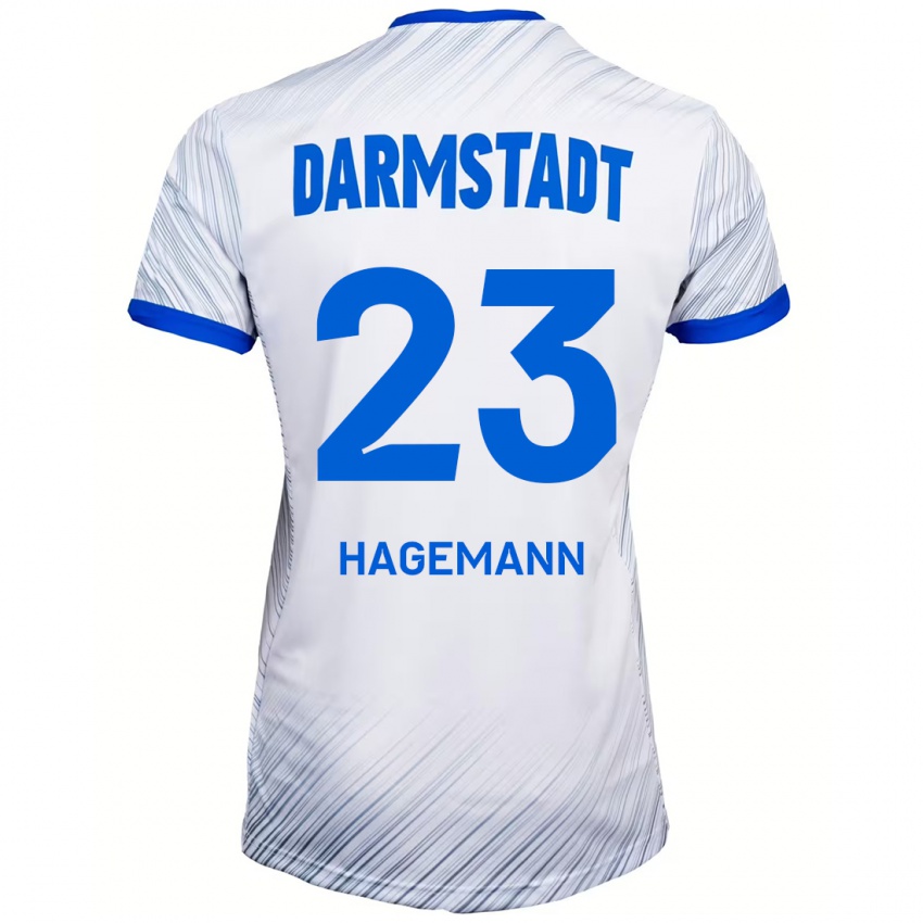 Heren Emil Hagemann #23 Wit Blauw Uitshirt Uittenue 2024/25 T-Shirt