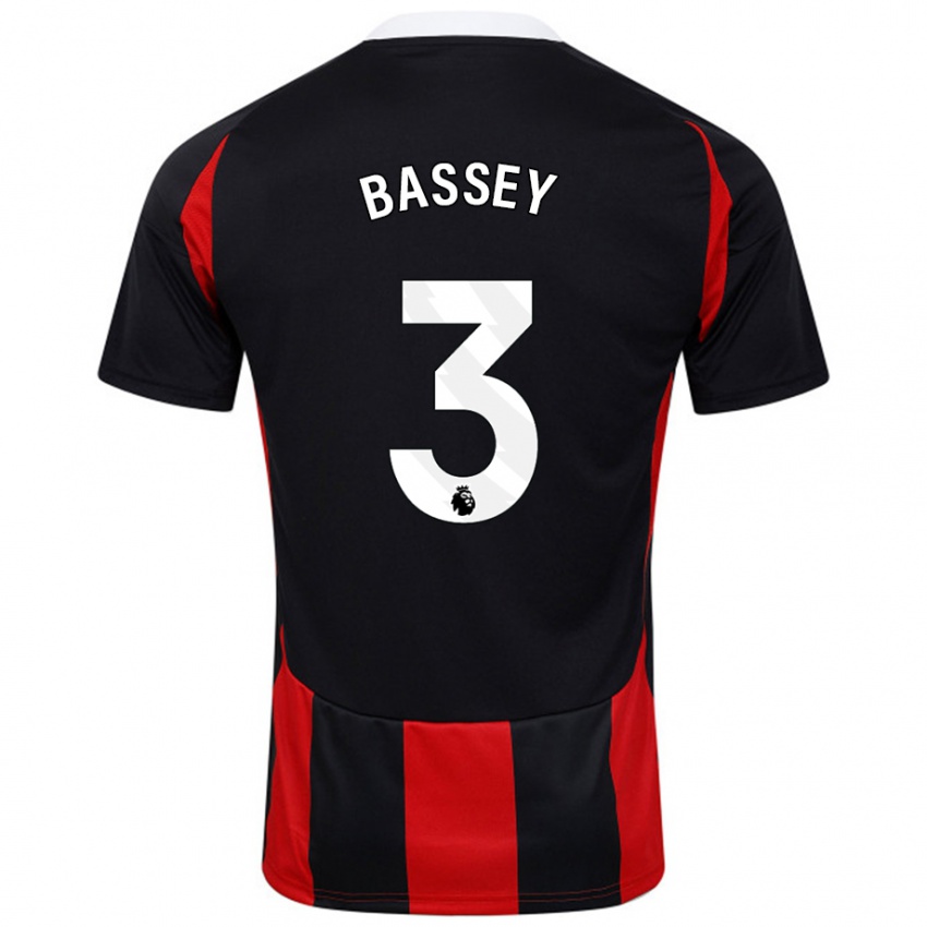 Heren Calvin Bassey #3 Zwart Rood Uitshirt Uittenue 2024/25 T-Shirt