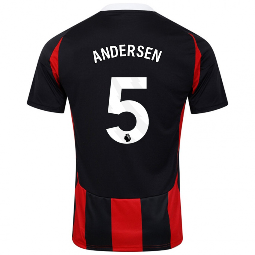 Heren Joachim Andersen #5 Zwart Rood Uitshirt Uittenue 2024/25 T-Shirt