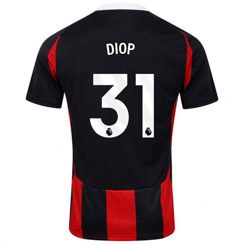 Heren Issa Diop #31 Zwart Rood Uitshirt Uittenue 2024/25 T-Shirt