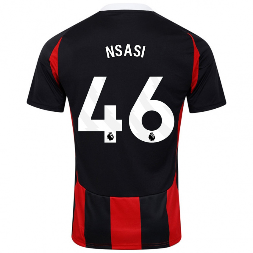 Heren Eddie Nsasi #46 Zwart Rood Uitshirt Uittenue 2024/25 T-Shirt