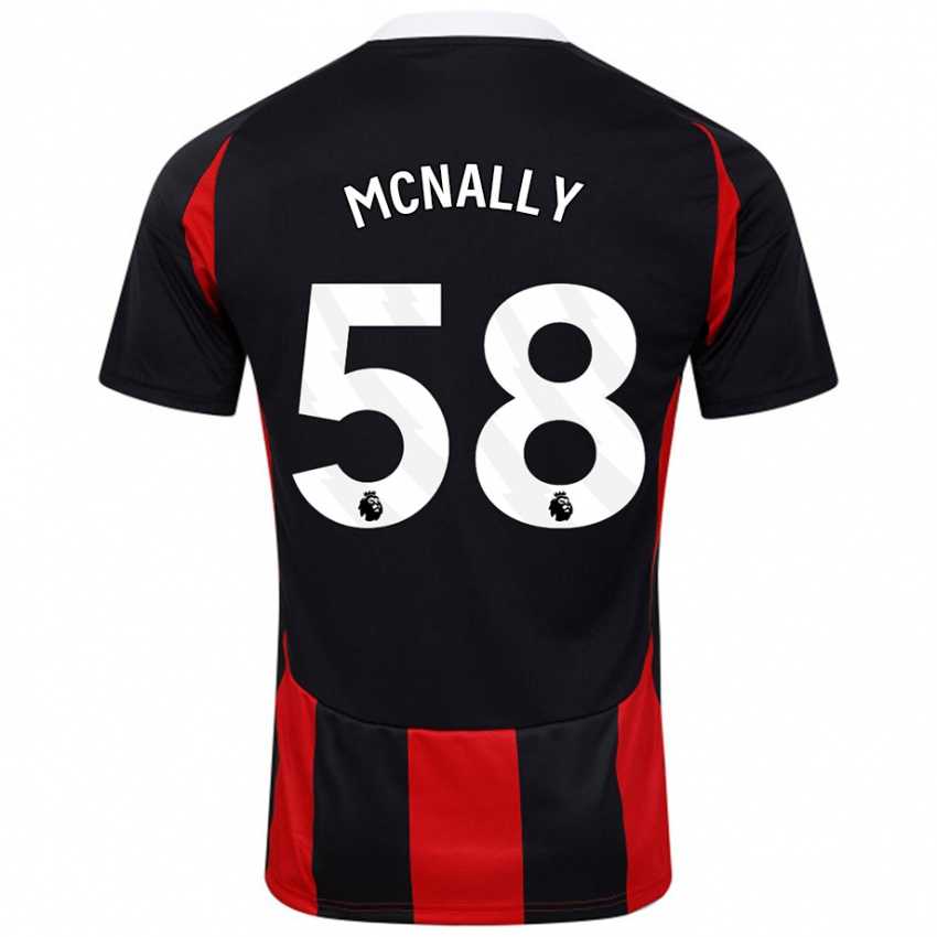 Heren Alfie Mcnally #58 Zwart Rood Uitshirt Uittenue 2024/25 T-Shirt