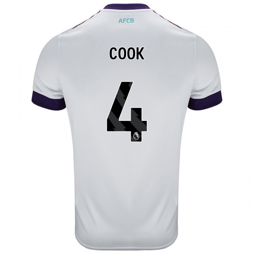 Heren Lewis Cook #4 Wit Groen Paars Uitshirt Uittenue 2024/25 T-Shirt