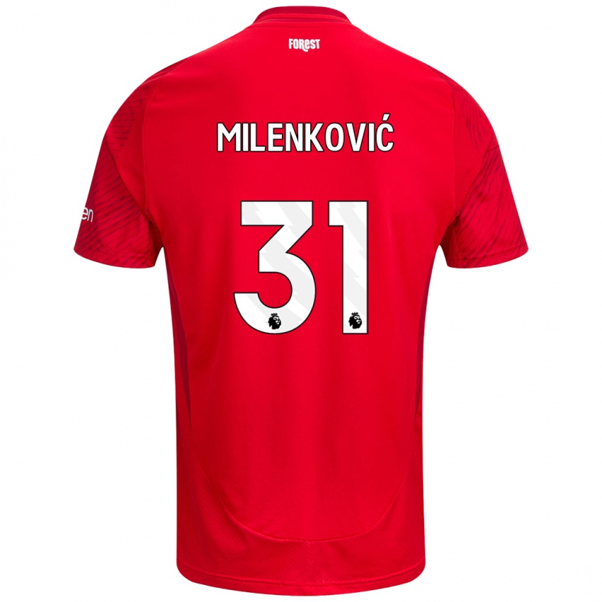 Dames Nikola Milenkovic #31 Rood Wit Thuisshirt Thuistenue 2024/25 T-Shirt