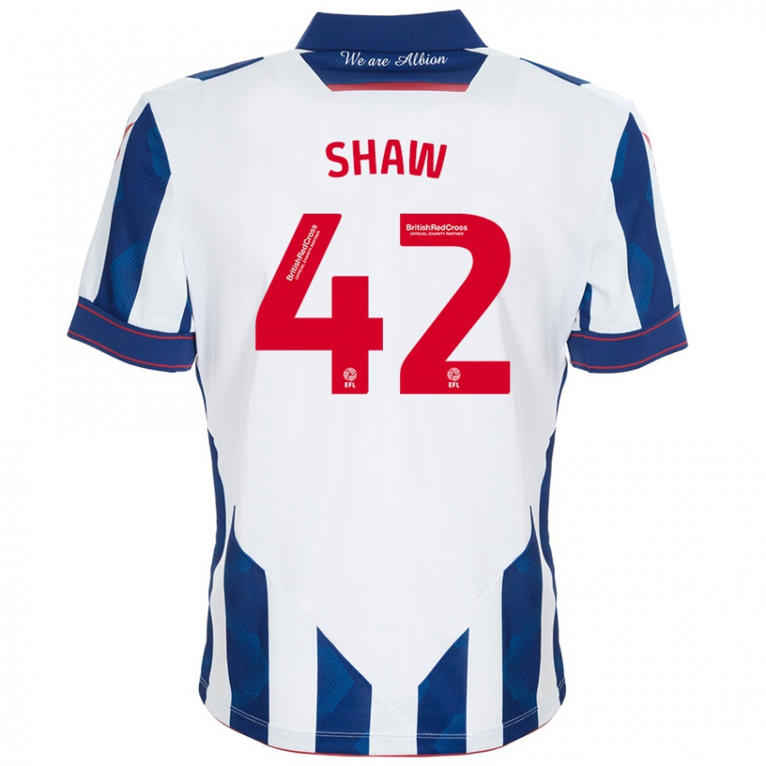 Dames Josh Shaw #42 Wit Donkerblauw Thuisshirt Thuistenue 2024/25 T-Shirt