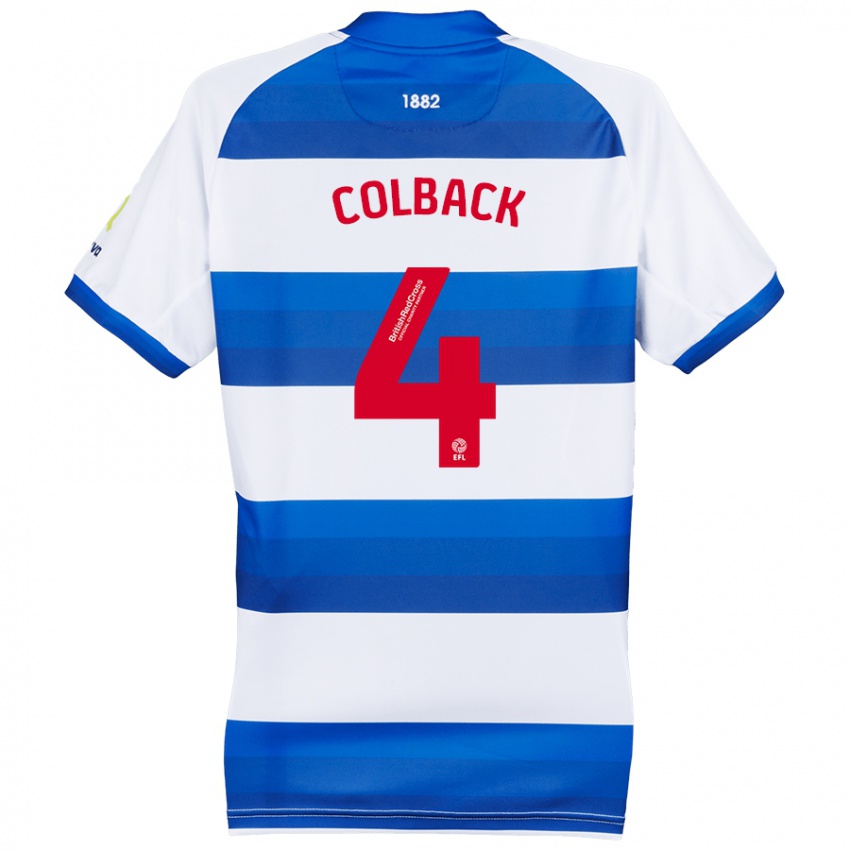 Dames Jack Colback #4 Wit Blauw Thuisshirt Thuistenue 2024/25 T-Shirt