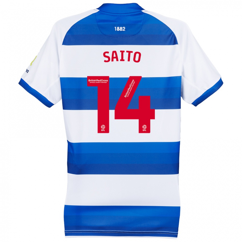 Dames Koki Saito #14 Wit Blauw Thuisshirt Thuistenue 2024/25 T-Shirt