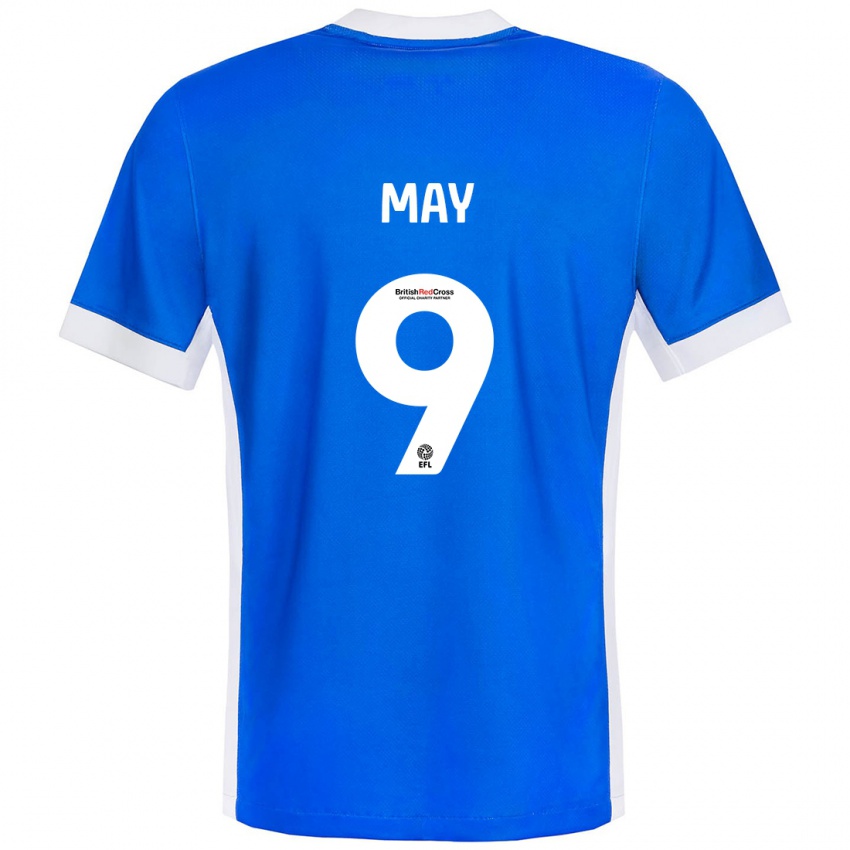 Dames Alfie May #9 Blauw Wit Thuisshirt Thuistenue 2024/25 T-Shirt