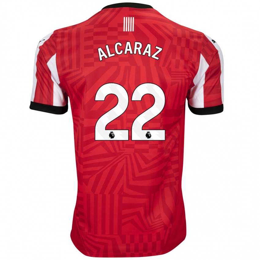 Dames Carlos Alcaraz #22 Rood Wit Thuisshirt Thuistenue 2024/25 T-Shirt