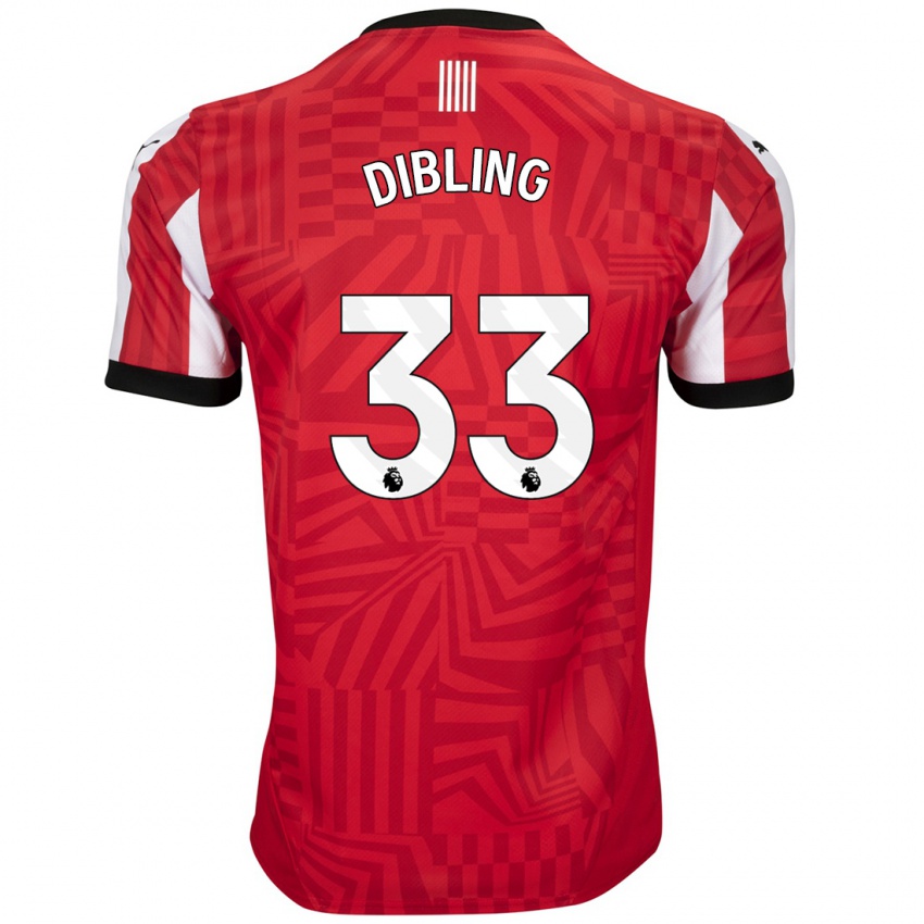 Dames Tyler Dibling #33 Rood Wit Thuisshirt Thuistenue 2024/25 T-Shirt