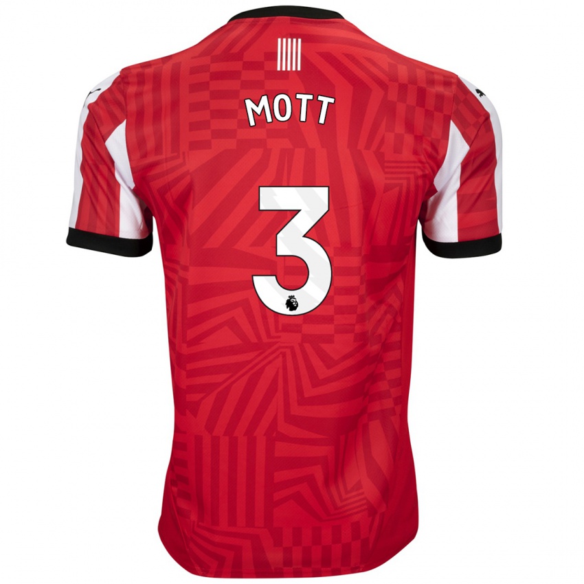 Dames Millicent Mott #3 Rood Wit Thuisshirt Thuistenue 2024/25 T-Shirt