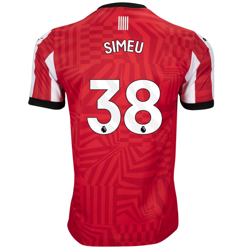 Dames Dynel Simeu #38 Rood Wit Thuisshirt Thuistenue 2024/25 T-Shirt