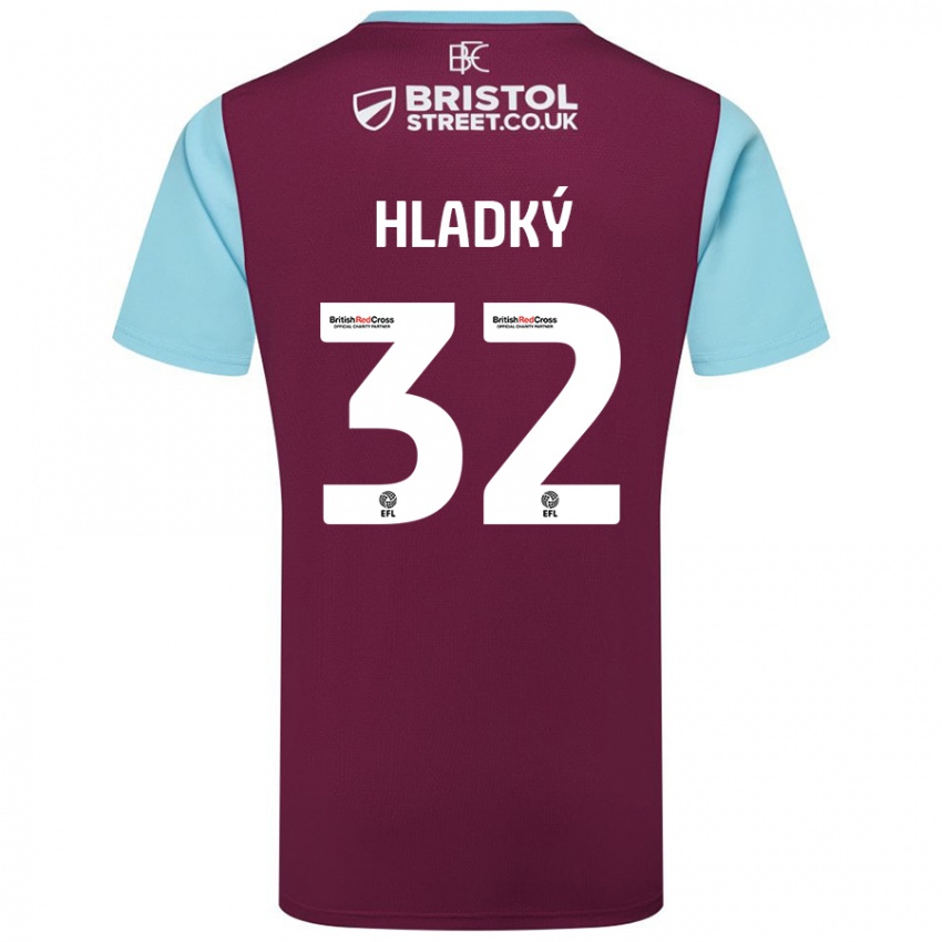 Dames Vaclav Hladky #32 Bordeauxrood Hemelsblauw Thuisshirt Thuistenue 2024/25 T-Shirt