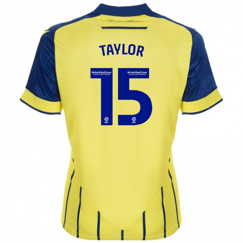 Dames Caleb Taylor #15 Geel Blauw Uitshirt Uittenue 2024/25 T-Shirt