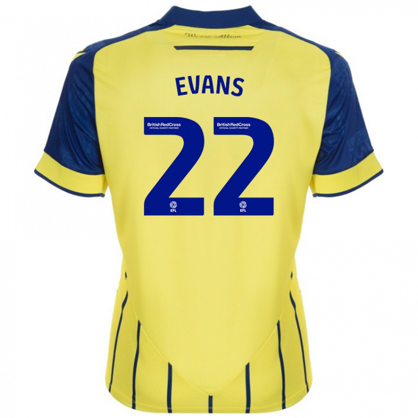 Dames Kate Evans #22 Geel Blauw Uitshirt Uittenue 2024/25 T-Shirt