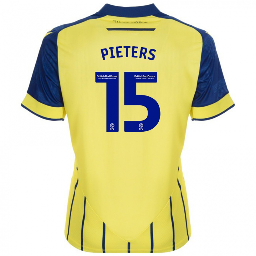 Dames Erik Pieters #15 Geel Blauw Uitshirt Uittenue 2024/25 T-Shirt