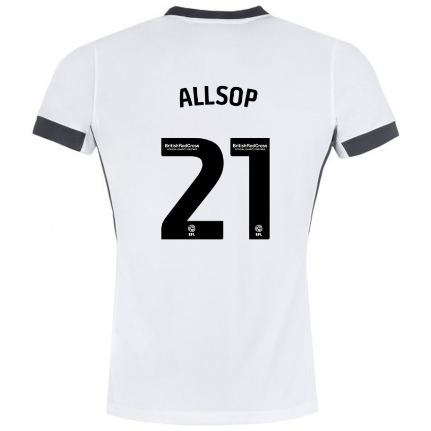 Dames Ryan Allsop #21 Wit Zwart Uitshirt Uittenue 2024/25 T-Shirt