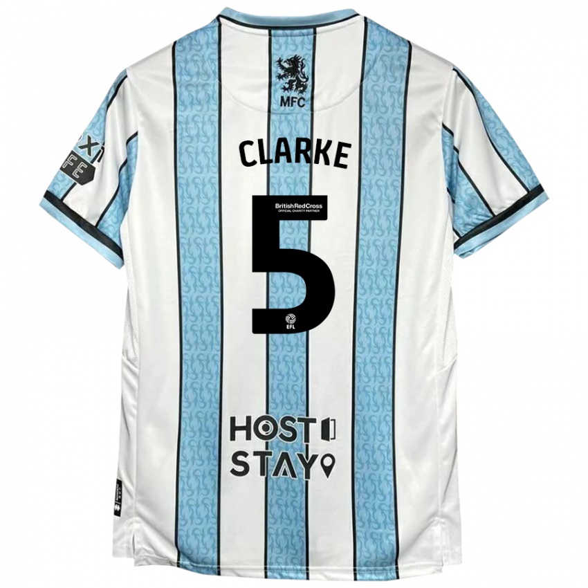 Dames Matt Clarke #5 Witblauw Uitshirt Uittenue 2024/25 T-Shirt