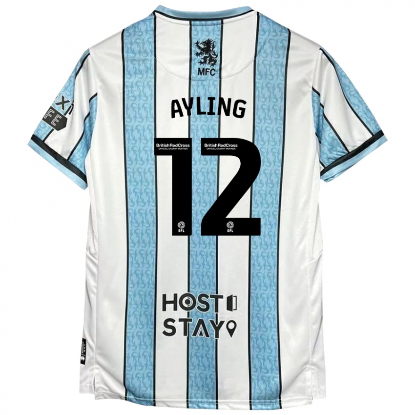 Dames Luke Ayling #12 Witblauw Uitshirt Uittenue 2024/25 T-Shirt