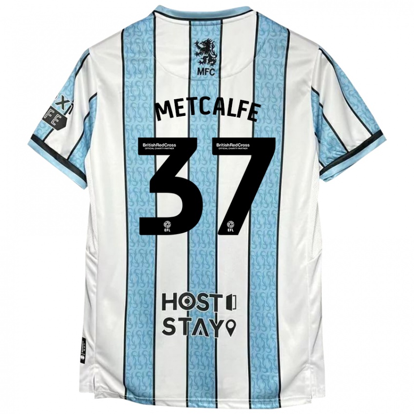 Dames Max Metcalfe #37 Witblauw Uitshirt Uittenue 2024/25 T-Shirt