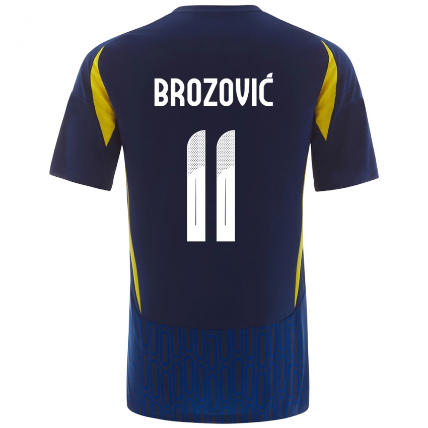 Dames Marcelo Brozovic #11 Blauw Geel Uitshirt Uittenue 2024/25 T-Shirt