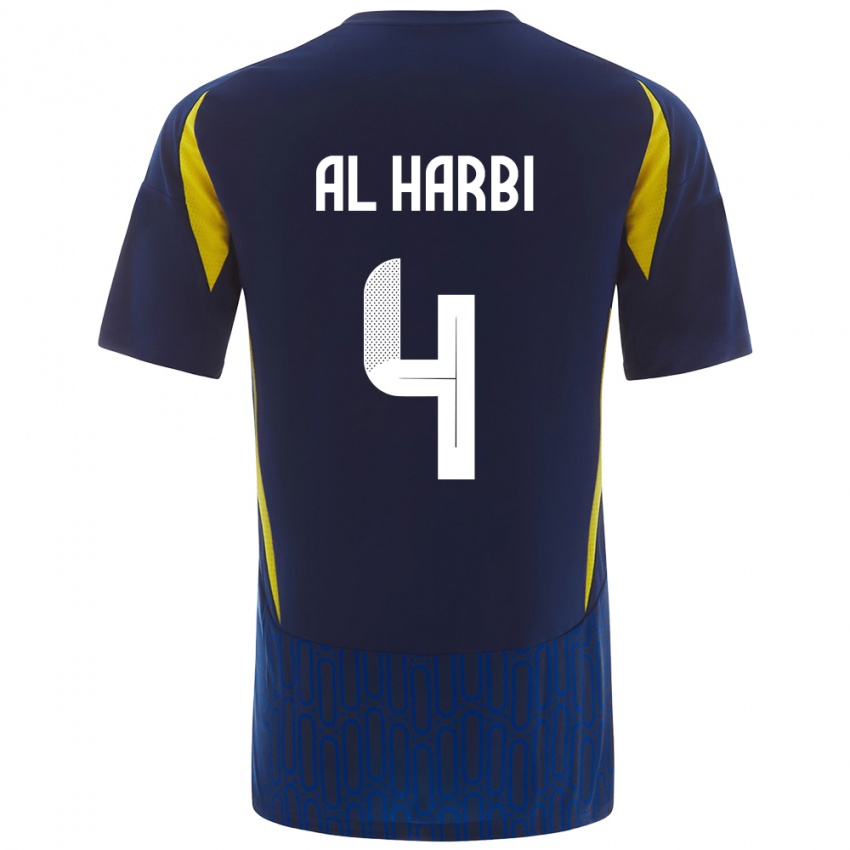 Dames Fay Al-Harbi #4 Blauw Geel Uitshirt Uittenue 2024/25 T-Shirt