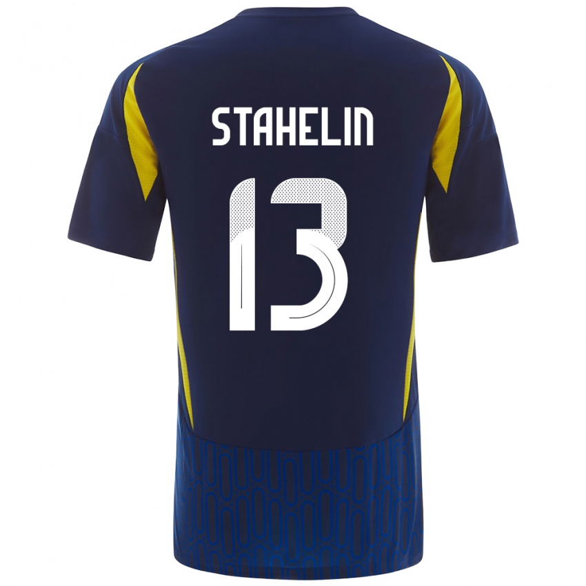 Dames Izabela Stahelin #13 Blauw Geel Uitshirt Uittenue 2024/25 T-Shirt