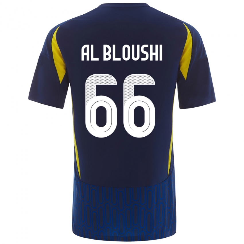 Dames Reem Al-Bloushi #66 Blauw Geel Uitshirt Uittenue 2024/25 T-Shirt