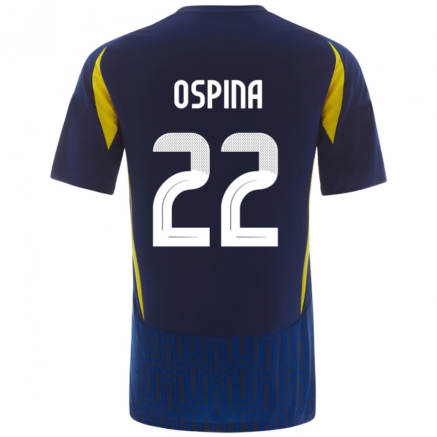 Dames David Ospina #22 Blauw Geel Uitshirt Uittenue 2024/25 T-Shirt