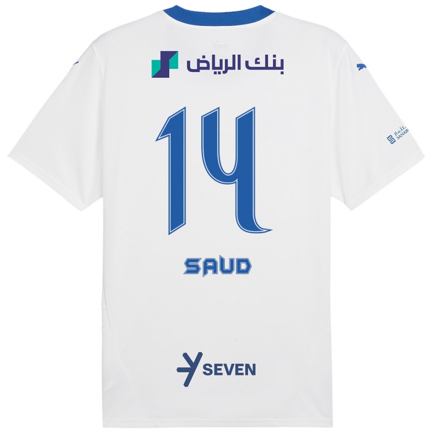 Dames Nouf Saud #14 Wit Blauw Uitshirt Uittenue 2024/25 T-Shirt