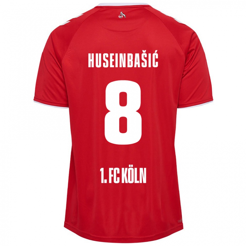 Dames Denis Huseinbasic #8 Rood Wit Uitshirt Uittenue 2024/25 T-Shirt