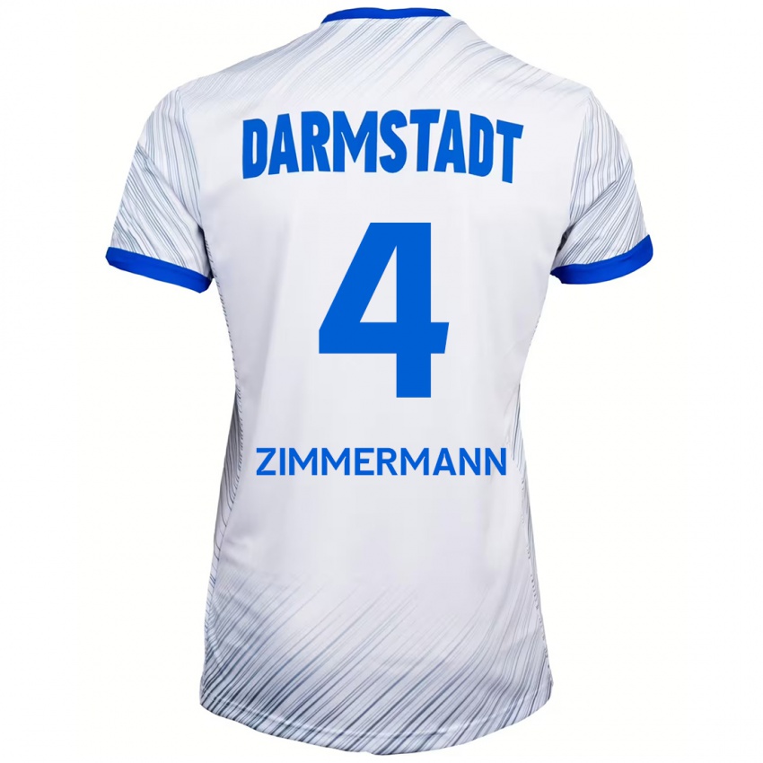 Dames Christoph Zimmermann #4 Wit Blauw Uitshirt Uittenue 2024/25 T-Shirt