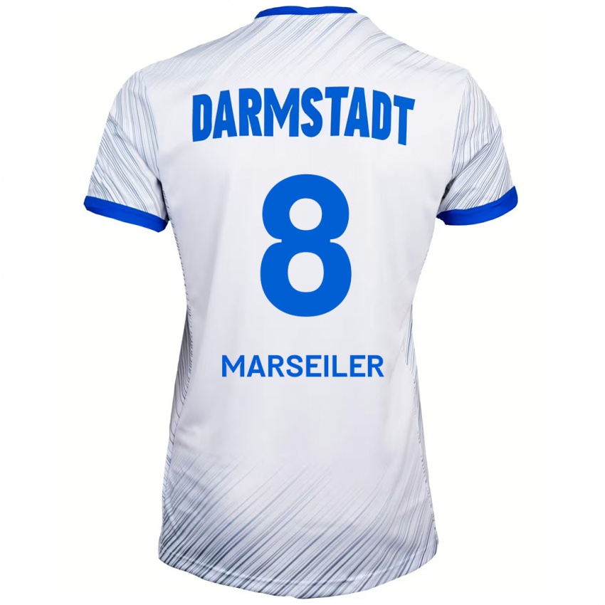 Dames Luca Marseiler #8 Wit Blauw Uitshirt Uittenue 2024/25 T-Shirt