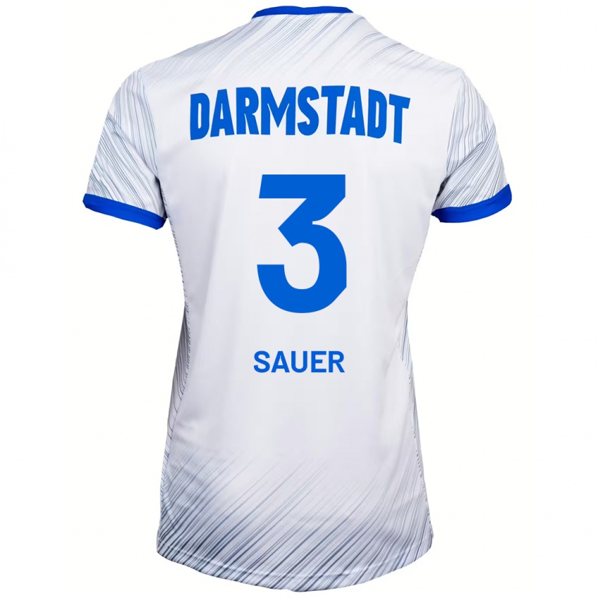 Dames Nick Sauer #3 Wit Blauw Uitshirt Uittenue 2024/25 T-Shirt