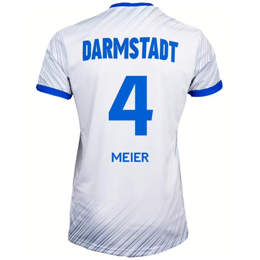 Dames Mark Meier #4 Wit Blauw Uitshirt Uittenue 2024/25 T-Shirt