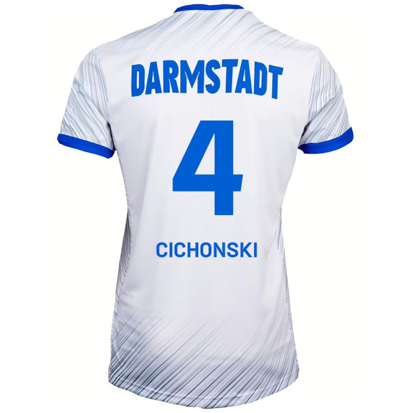 Dames Florian Cichonski #4 Wit Blauw Uitshirt Uittenue 2024/25 T-Shirt