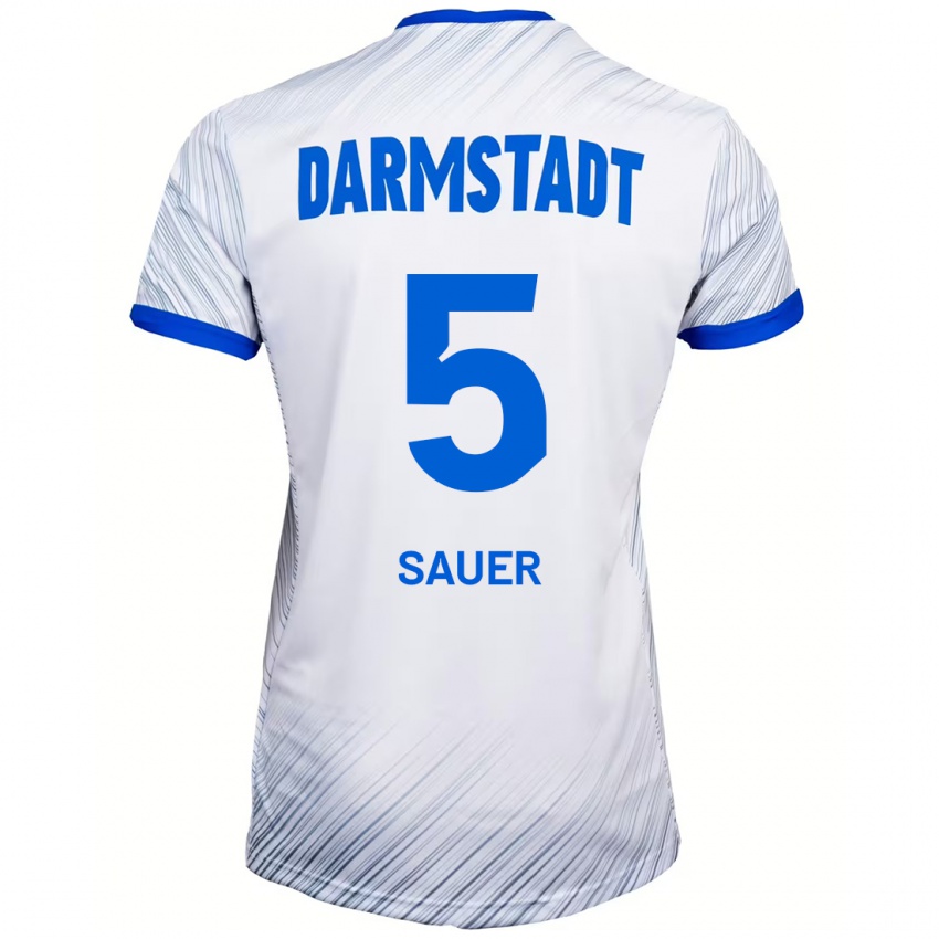 Dames Tino Sauer #5 Wit Blauw Uitshirt Uittenue 2024/25 T-Shirt