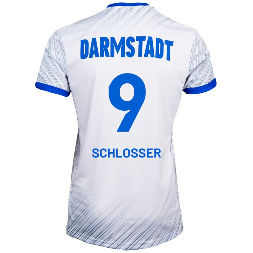 Dames Mika Schlosser #9 Wit Blauw Uitshirt Uittenue 2024/25 T-Shirt