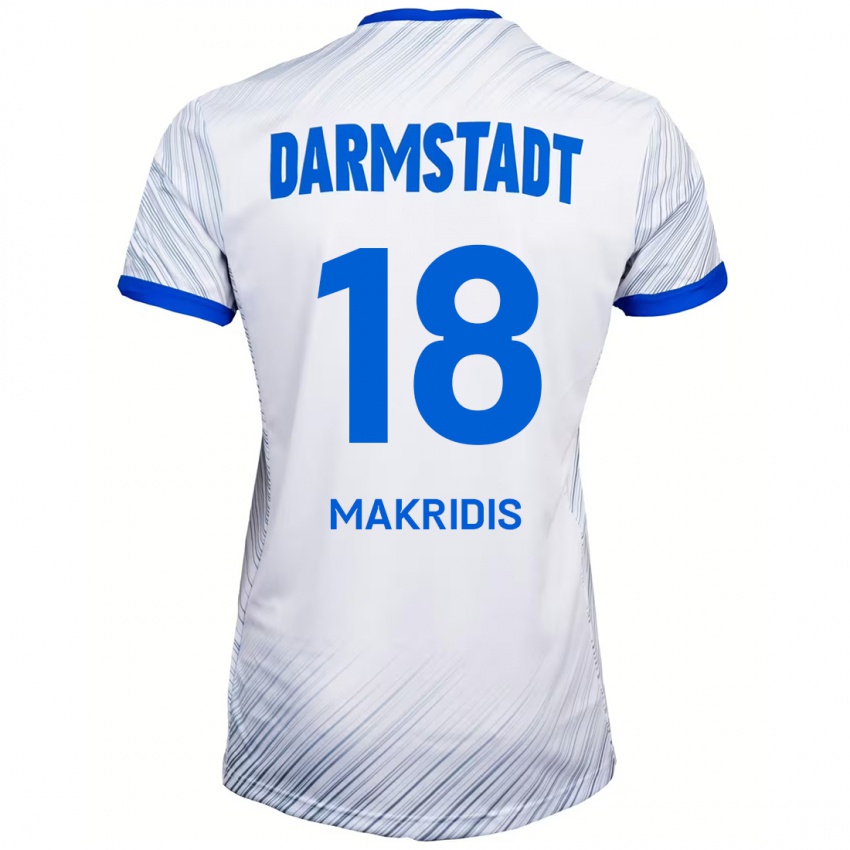 Dames Georgios Makridis #18 Wit Blauw Uitshirt Uittenue 2024/25 T-Shirt