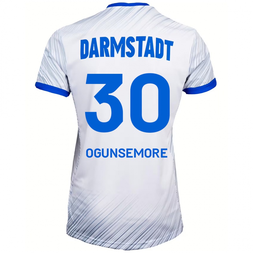 Dames Malakai Ogunsemore #30 Wit Blauw Uitshirt Uittenue 2024/25 T-Shirt