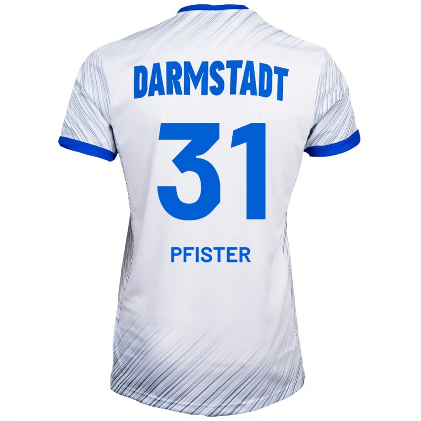 Dames Max Pfister #31 Wit Blauw Uitshirt Uittenue 2024/25 T-Shirt