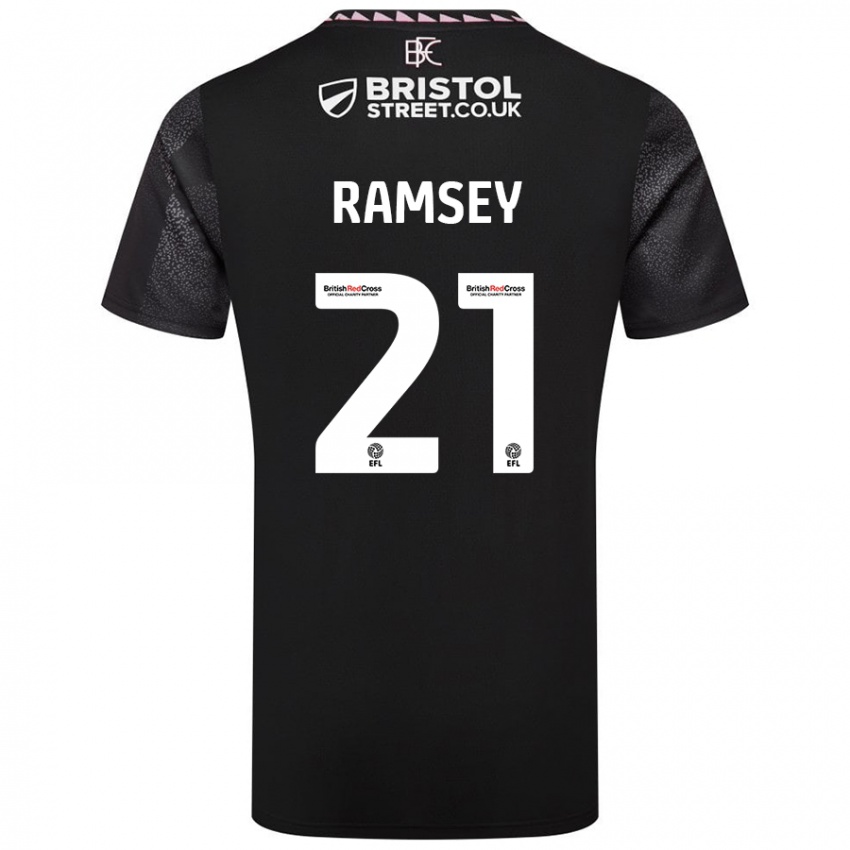 Dames Aaron Ramsey #21 Zwart Uitshirt Uittenue 2024/25 T-Shirt