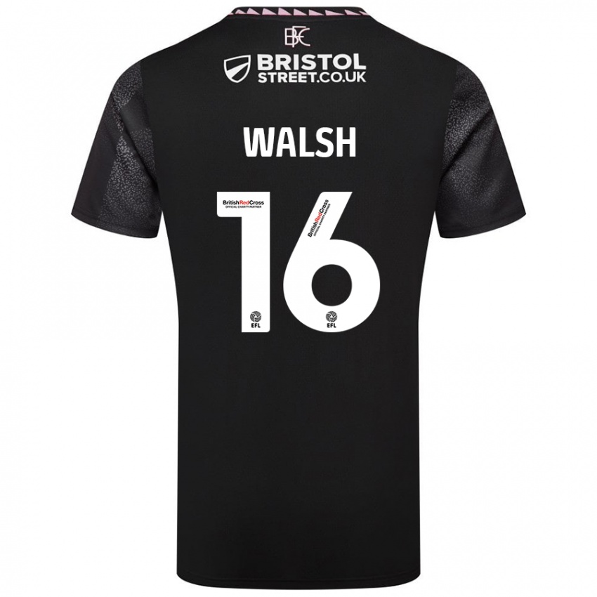 Dames Lucy Walsh #16 Zwart Uitshirt Uittenue 2024/25 T-Shirt